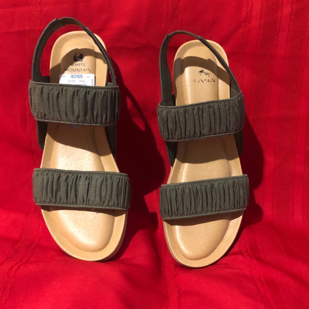 White Mountain Olive Green Adjustable Slingback Sandals